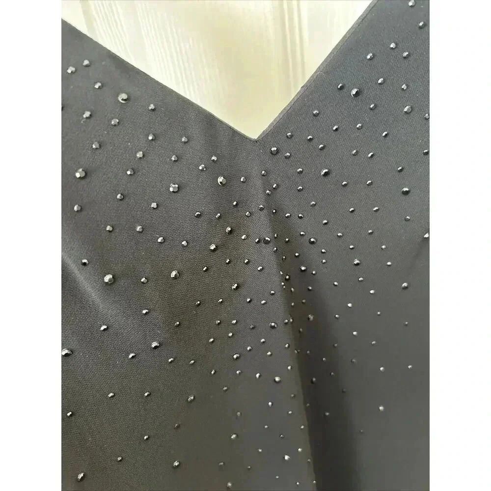 Vintage 90s Rhinestone LBD Evening Bias Cut Black Maxi Dress Jones New York Sz 8 - Picture 9 of 16